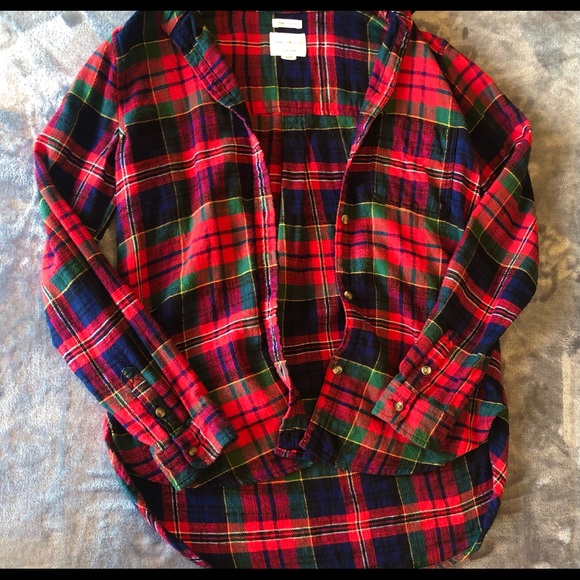 American Eagle Flannel Red Green Plaid Cute Summer - Picture 5 of 5